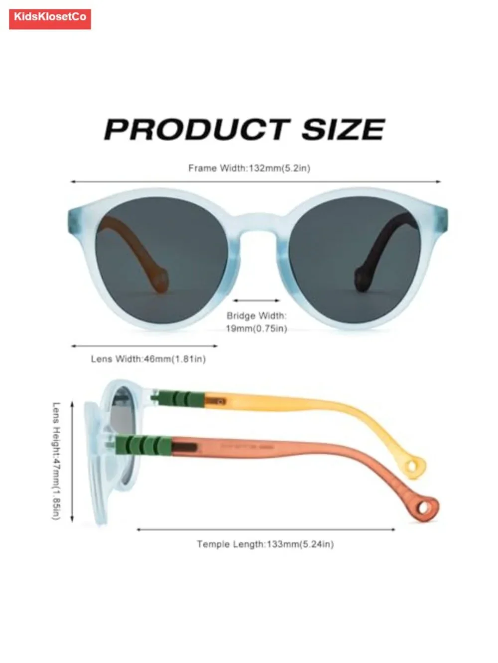 Kids Round Sunglasses TR Flexible Frame Polarized UV400 Protection for Ages 3-12